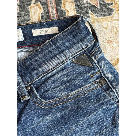 Replay Blue Jeans Vintage Pearl Straight Leg Denim y2k Size 27 - Picture 6 of 14